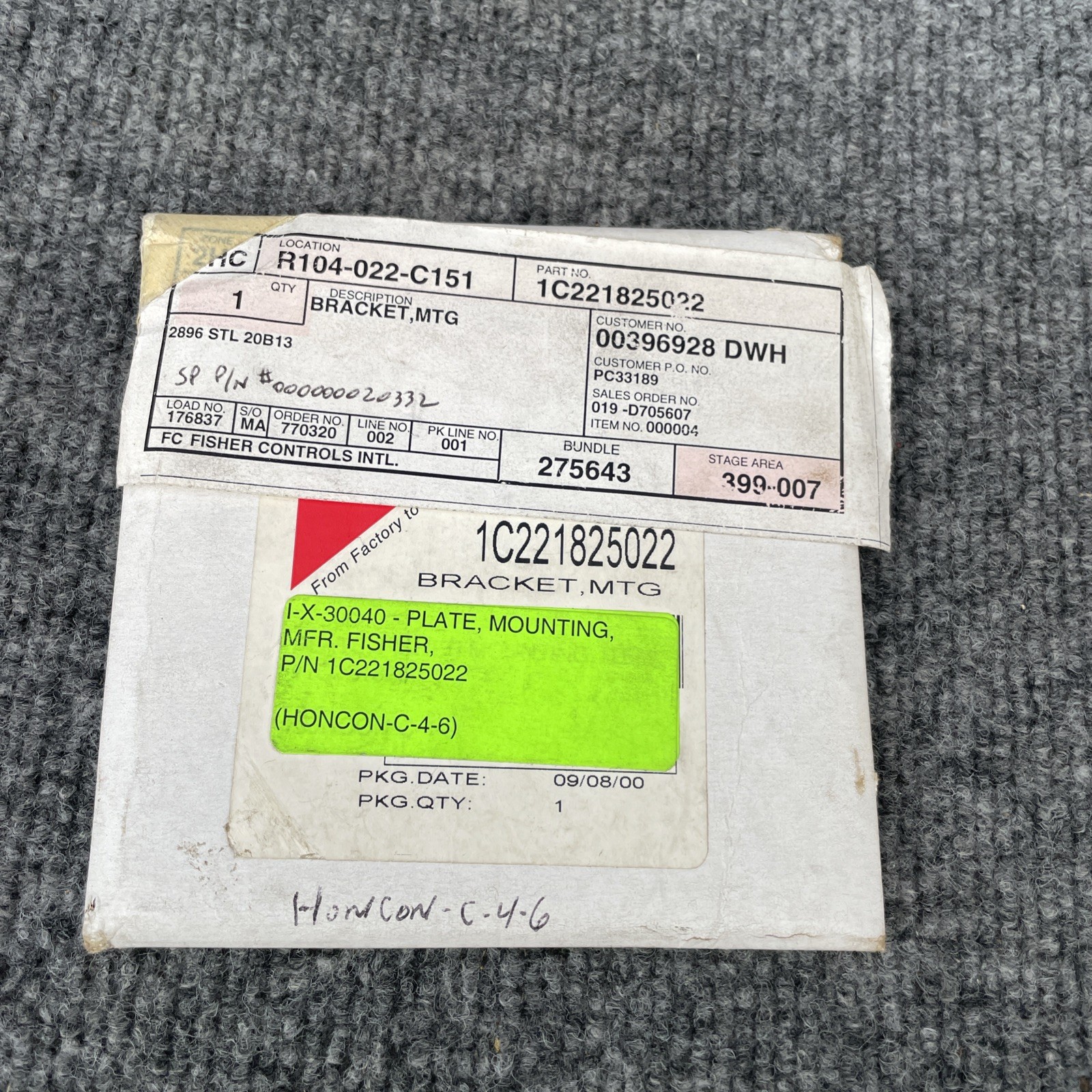 Fisher Controls 1C221825022 Plate Mounting Bracket New Other