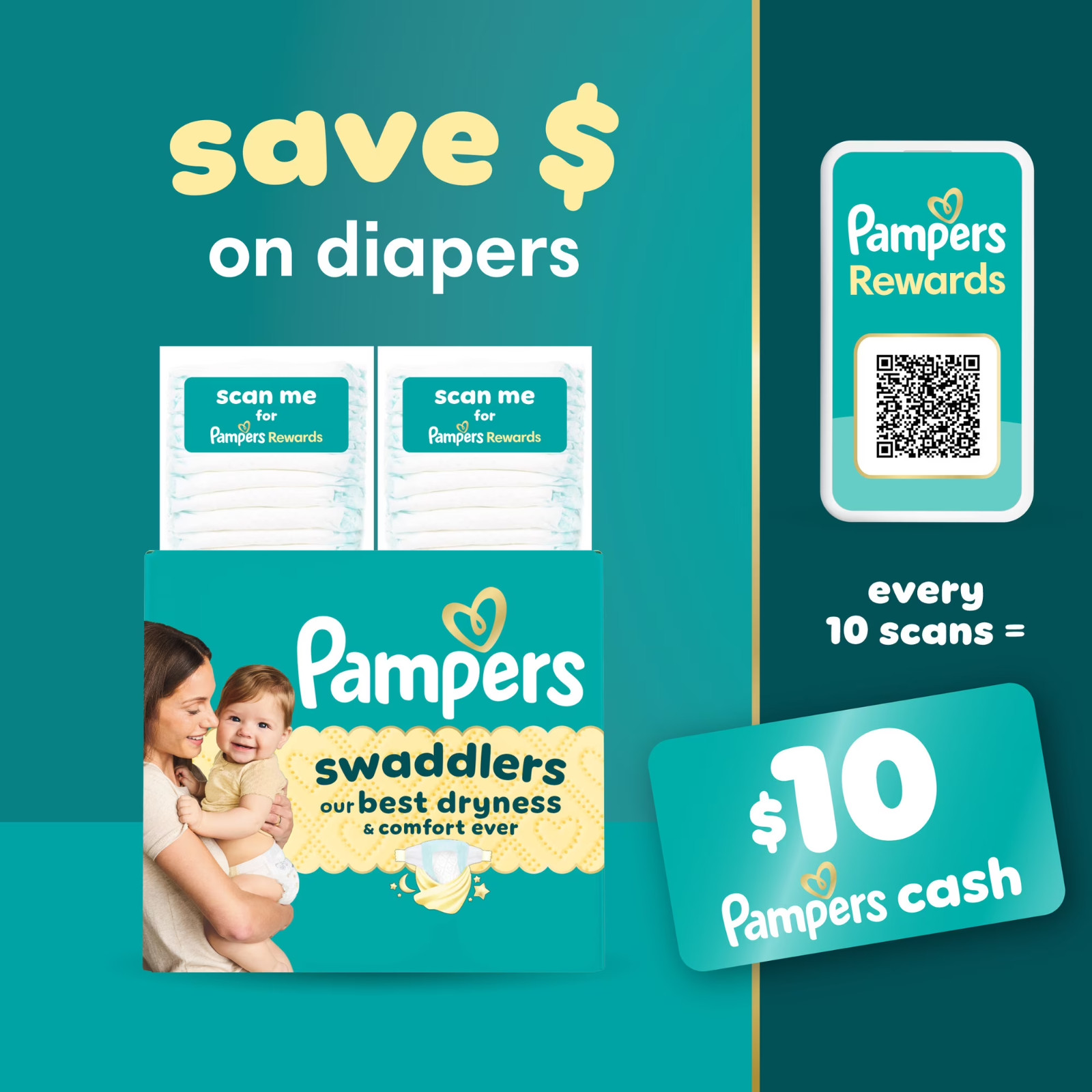 Pampers Swaddlers Diapers, Size S4, 66 Count