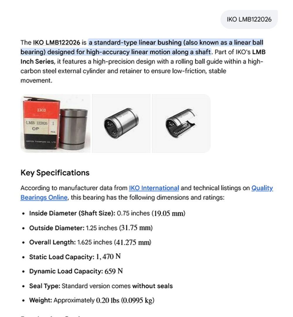 1 NEW IKO LMB122026 STANDARD TYPE LINEAR BALL BEARING NIB ***MAKE OFFER***