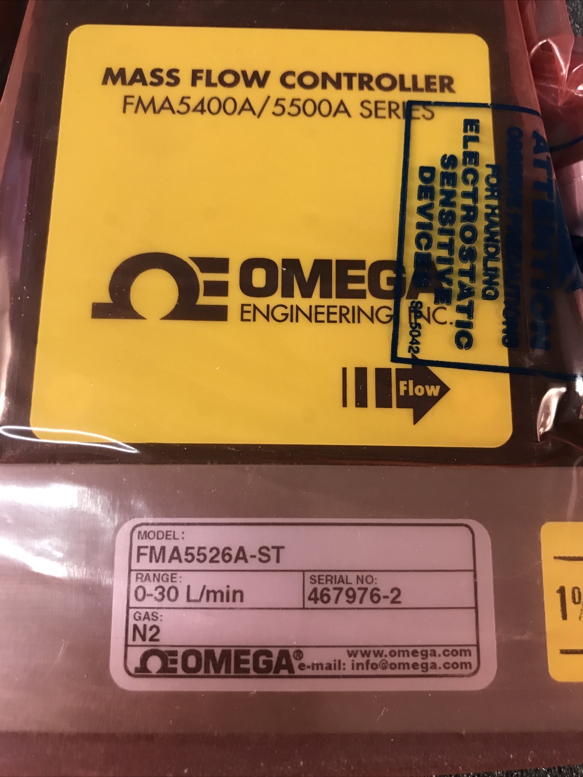 OMEGA Mass Flow Controller FMA5400A/5500A 0-30 L/min N2 FMA5526A