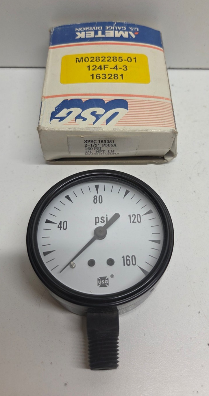 NEW IN BOX! US GAUGE 2.5″ 0-160PSI 1/4″ NPT PRESSURE GAUGE 163281