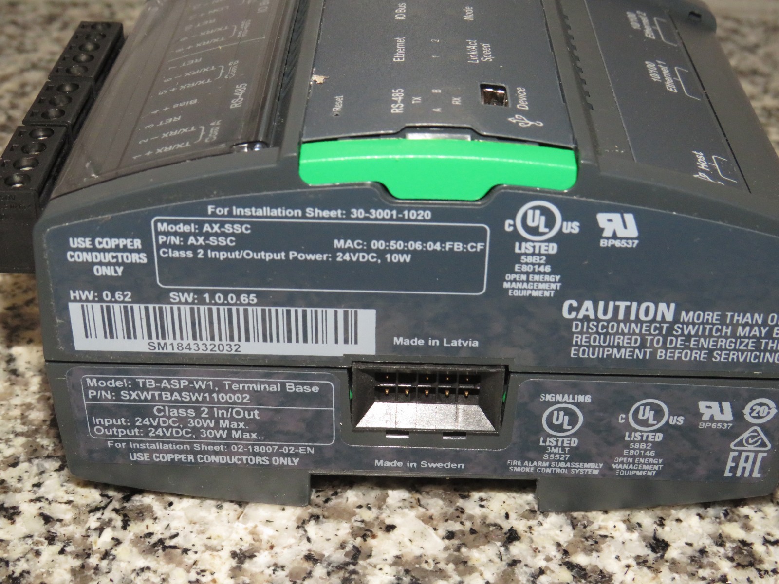 SCHNEIDER ELECTRIC PS-24 SMARTX CONTROLLER TB-PS-W1 BASE, AX-SSC TB-ASP-W1 BASE