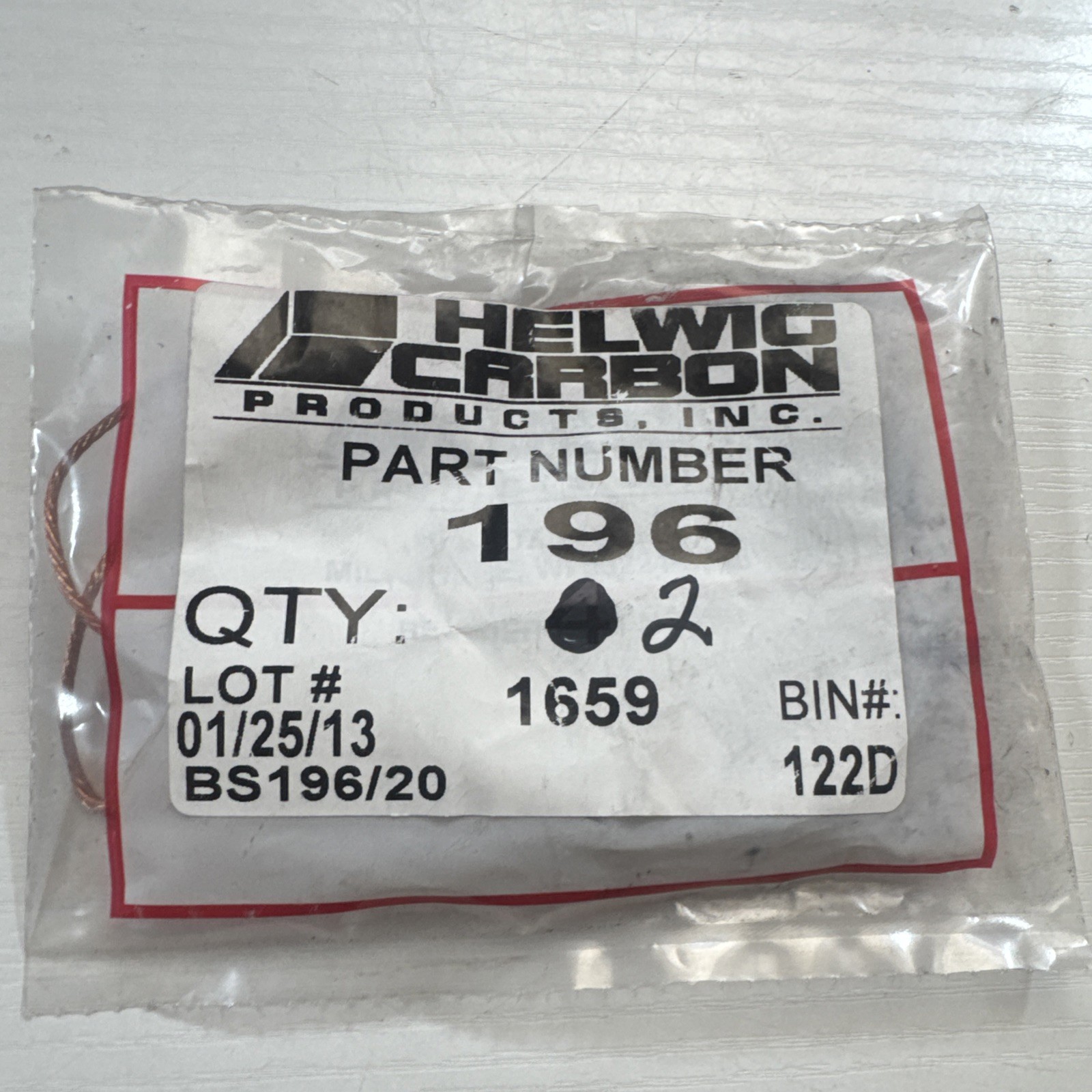Helwig Carbon Products Part Number 196 Set Of 2 Sealed