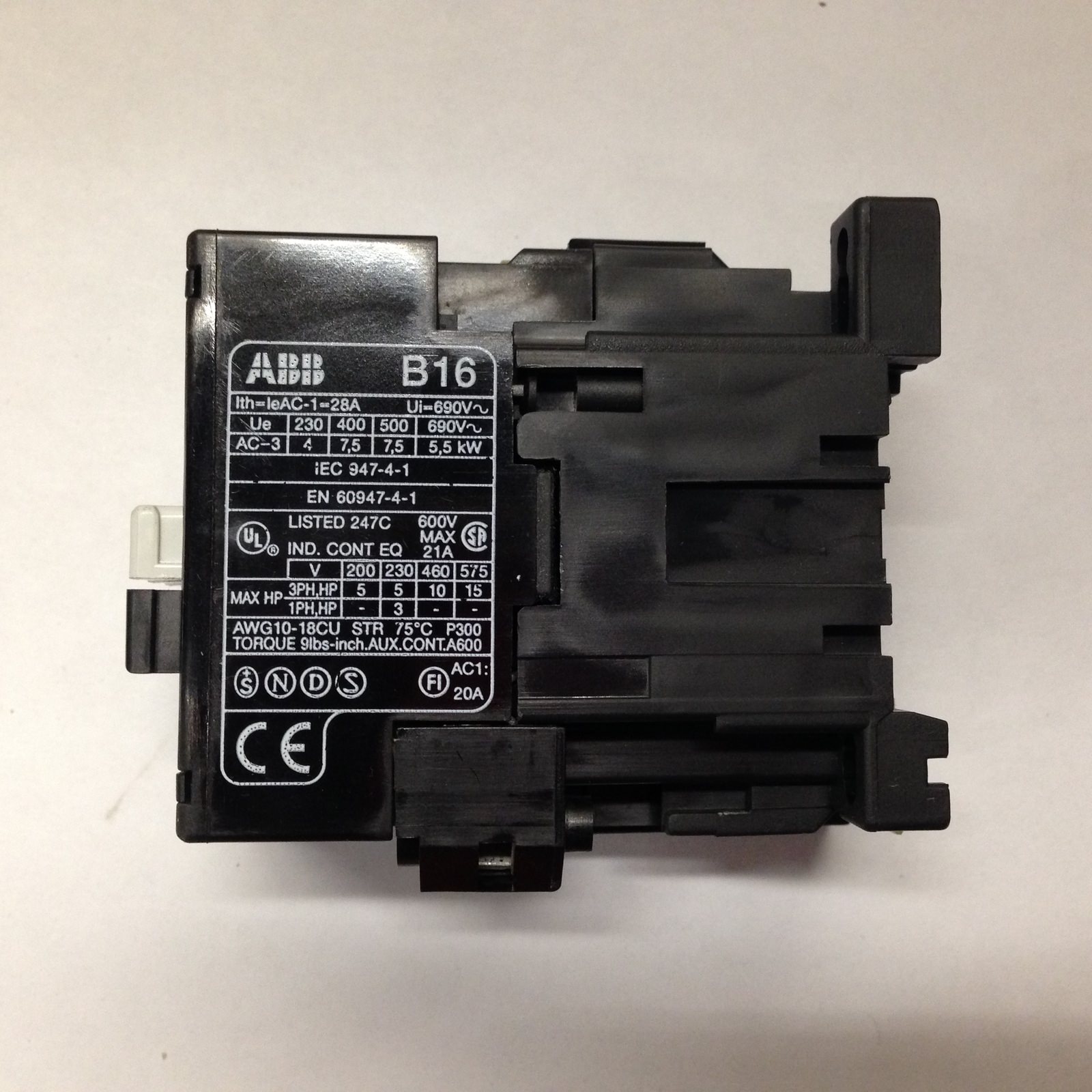 B16C-201, Abb, Contactor, 3-p N/o, 240vac Coil