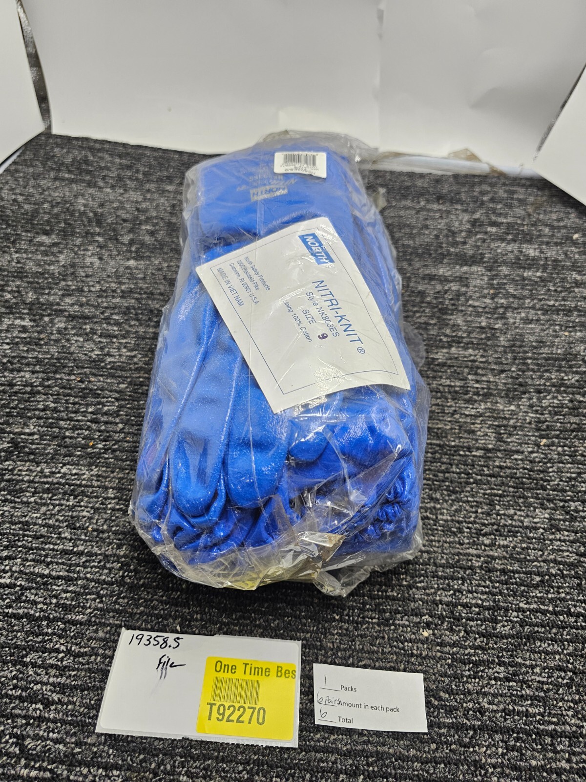 (6 PAIRS) Honeywell North NK803ES/9 Nitri-Knit Chemical Resistant Gloves Size9/L
