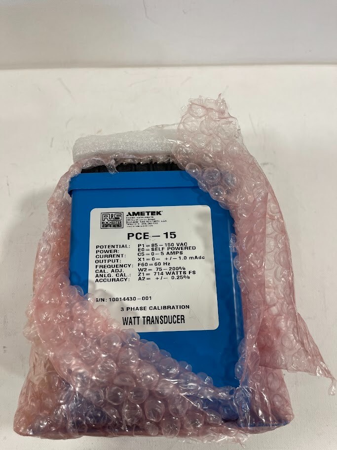New – Ametek PCE-15 ROCHESTER INSTRUMENT SYSTEMS TRANSDUCER 85-150V 0-5A 60Hz