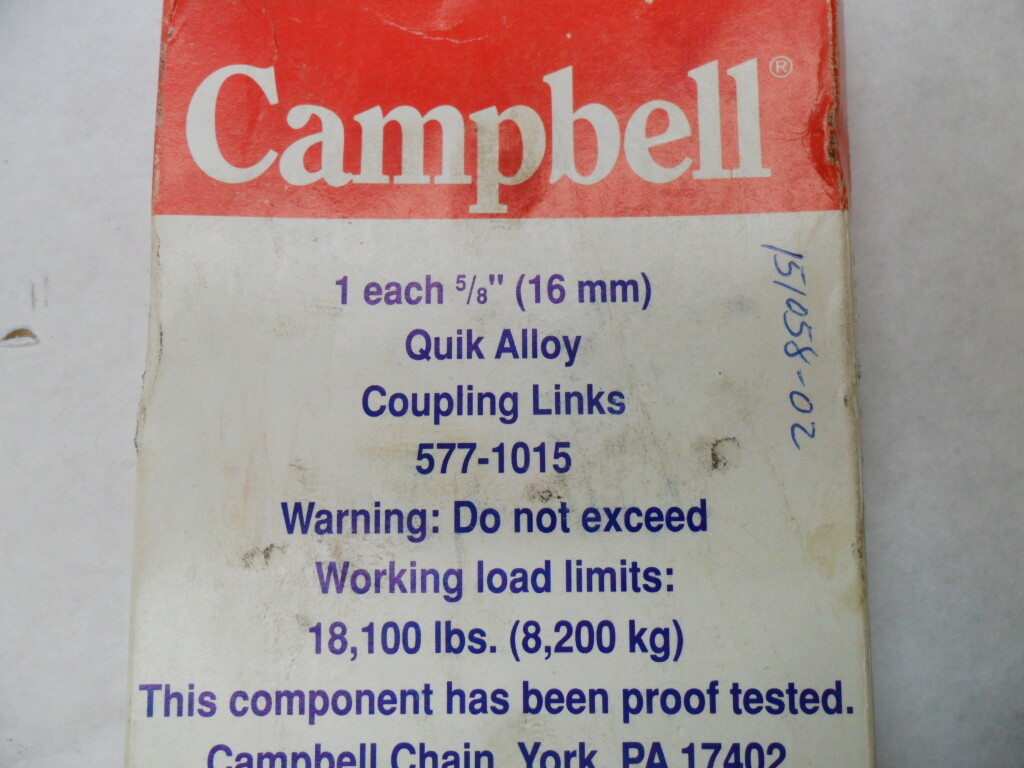 NEW CAMPBELL 577-1015 QUICK-ALLOY COUPLING LINKS 5/8″ *READ*