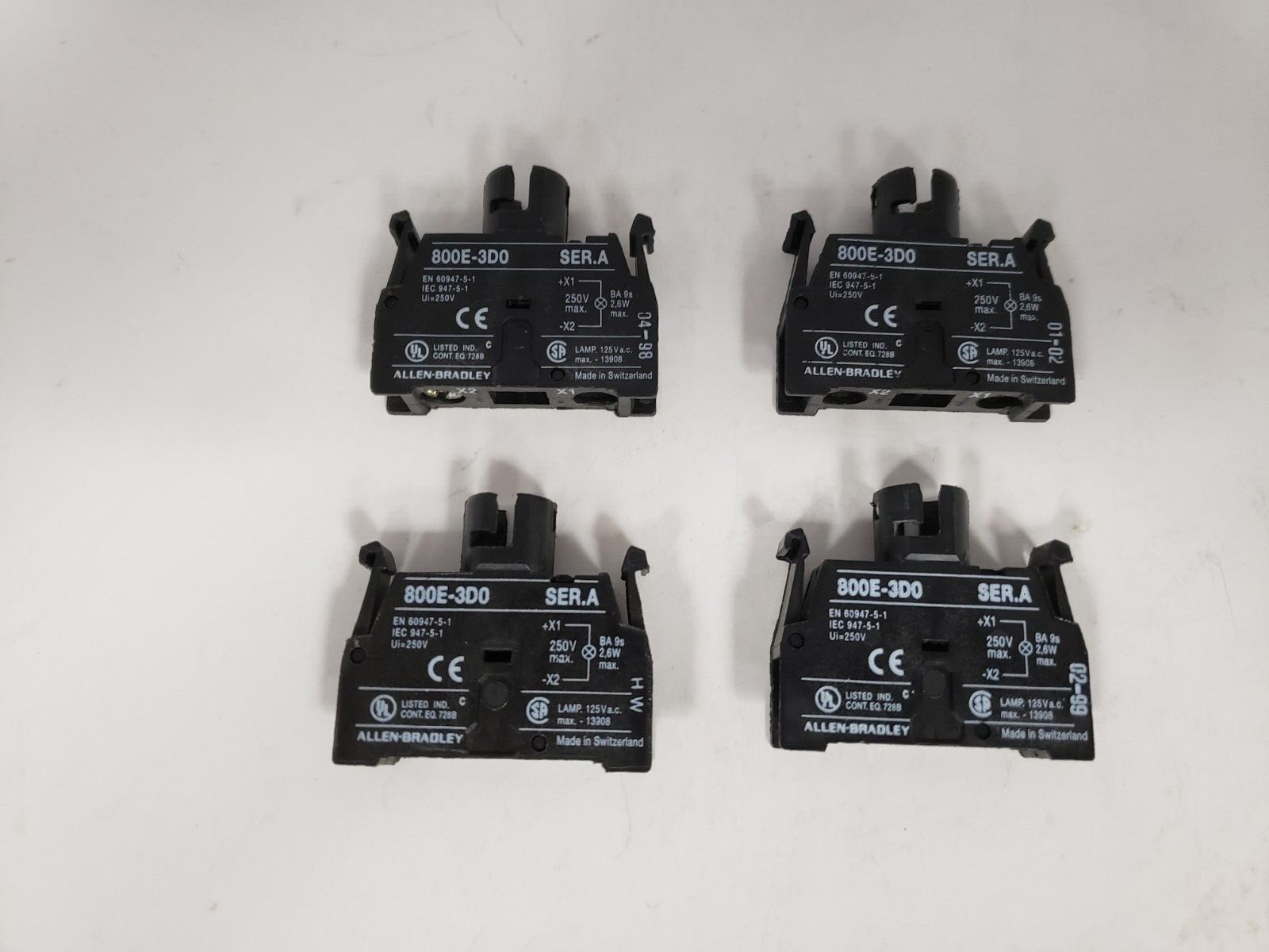ALLEN BRADLEY 800E-3D0 PILOT LIGHT MODULE 22.5MM 250VAC 2.6W (LOT OF 4)