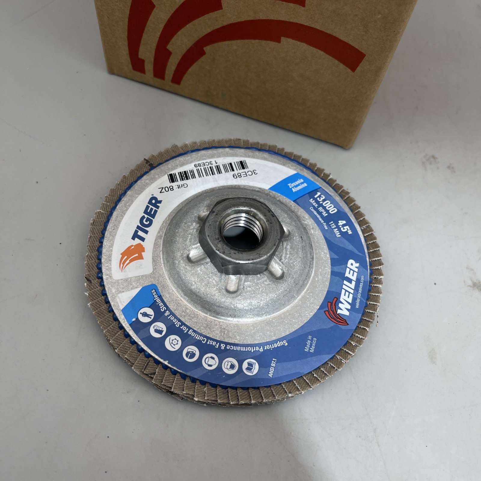 10 Pack Weiler 50520 Flap Disc 4-1/2″ Zirconia Alumina 80 Grit Threaded Hole New