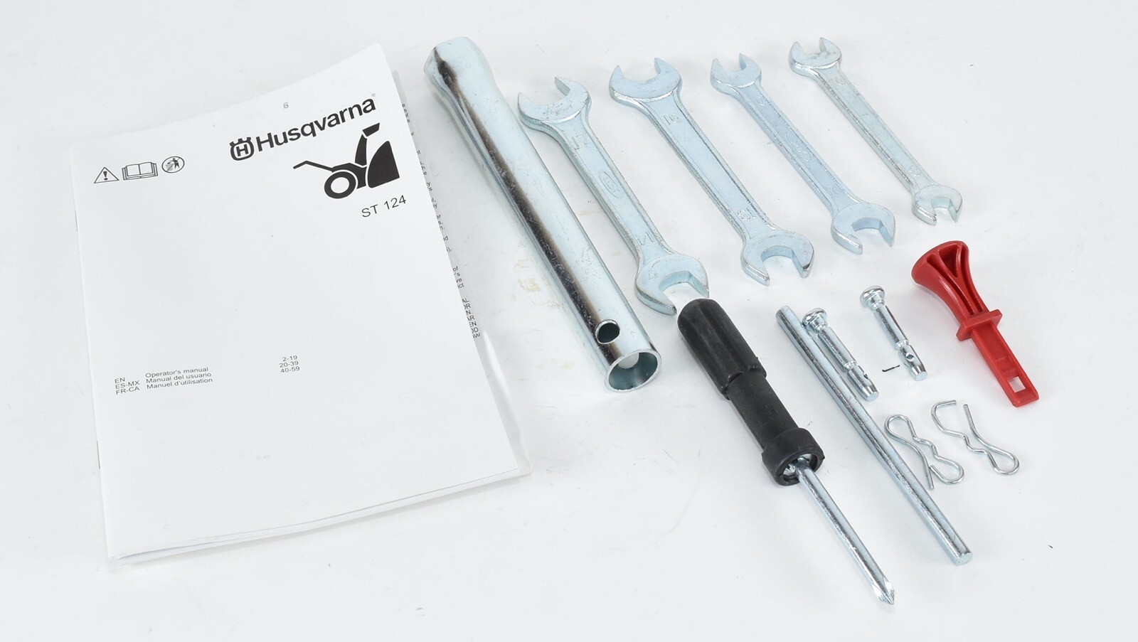 Husqvarna ST124 Snowblower Spare Parts Tool Kit Shear Pins + Manual