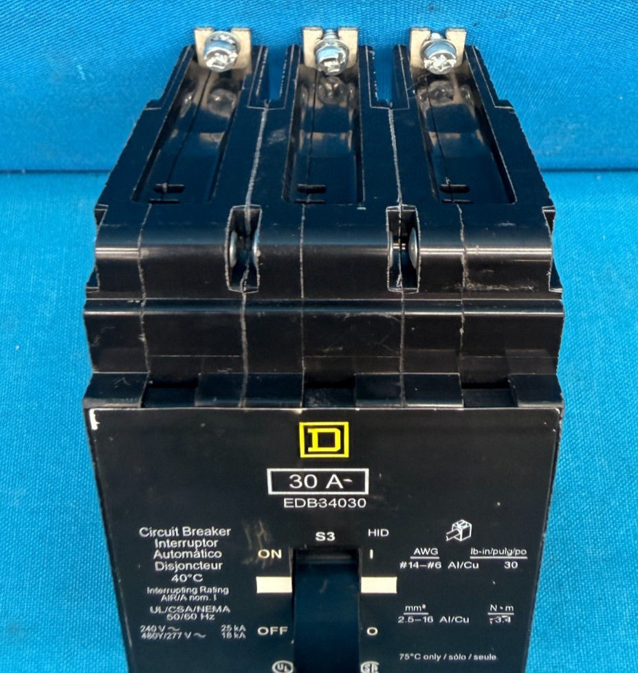 Square D EDB34030 Circuit Breaker 30A 3P 480Y/277V Bolt-On Schneider