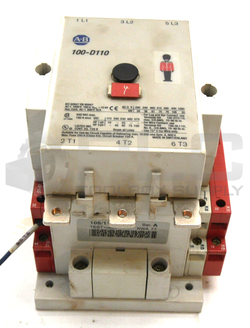 ALLEN BRADLEY 100S-D110ZJ33LC /A CONTACTOR SAFETY 24V DC OPERATED 3 POLE