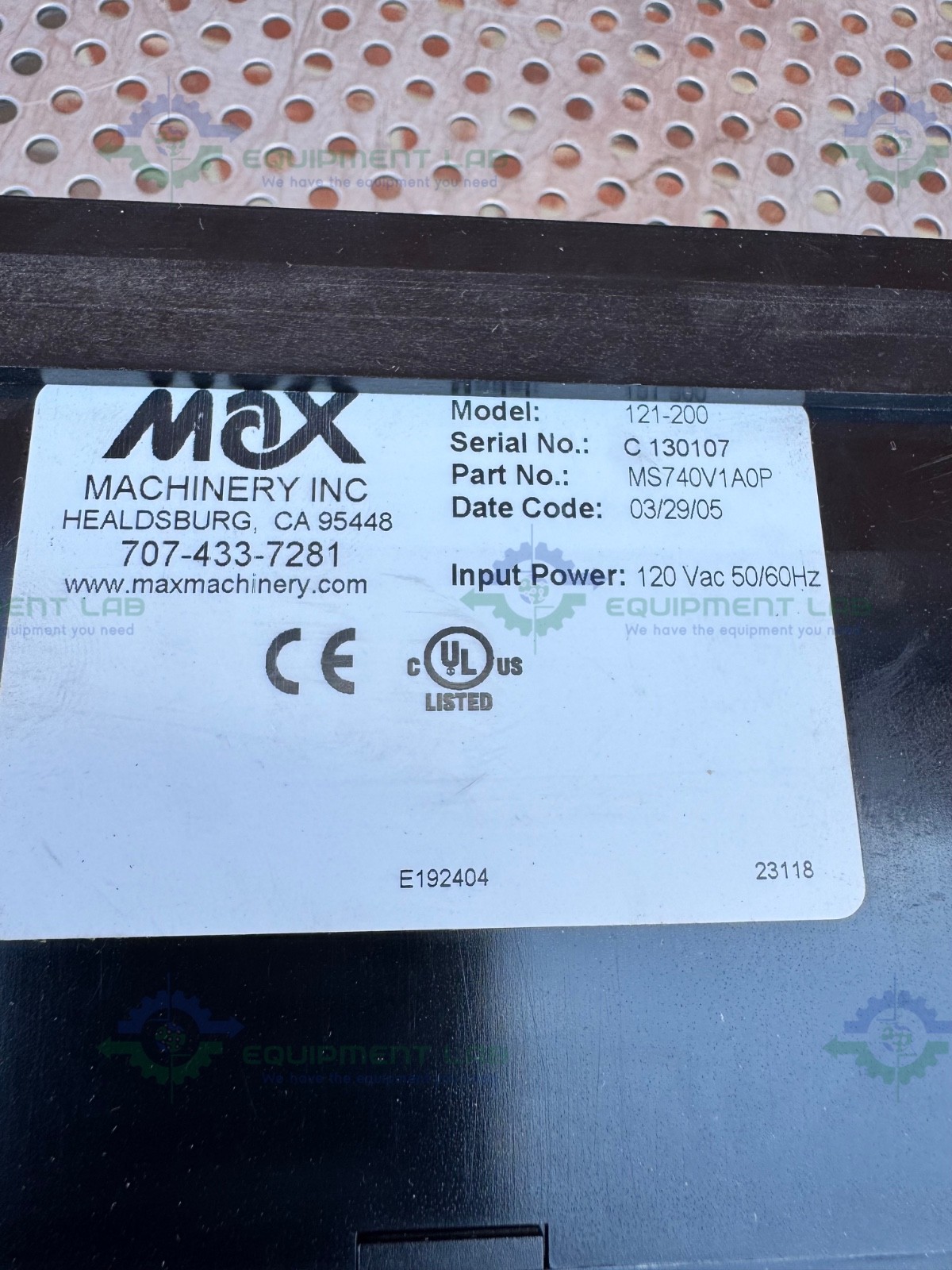 Max Machinery 121-200 Flow Indicator Controller 120 Vac 50/60 Hz