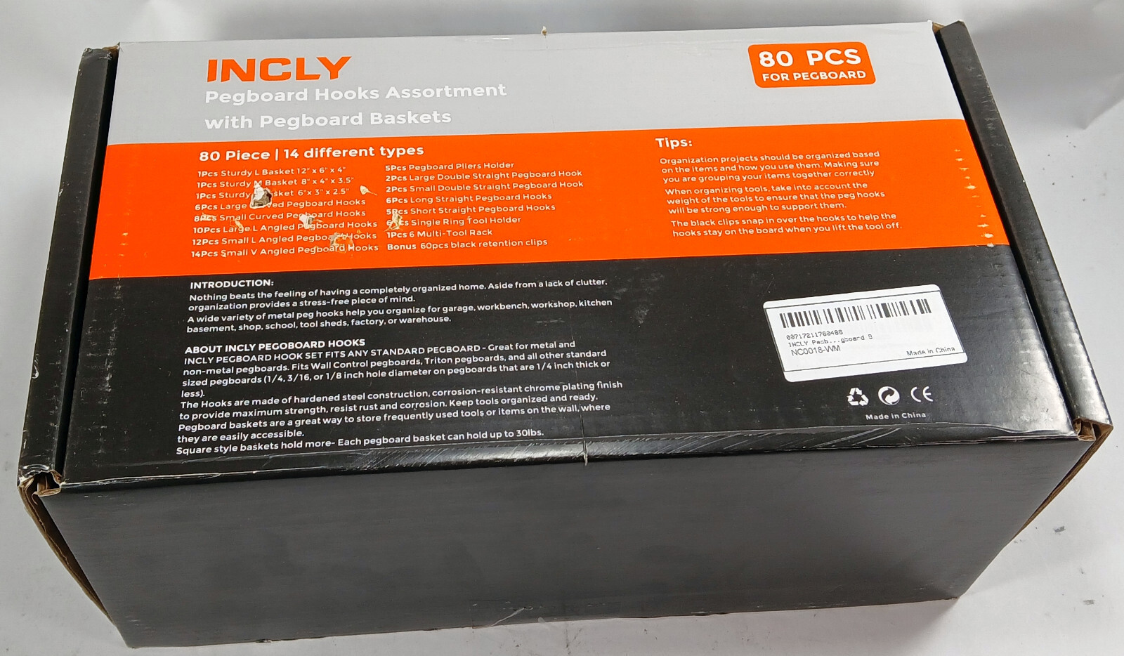1 NEW INCLY 80 PEICE PEGBOARD HOOKS ACCESSORY ORGANIZER KIT NIB ***MAKE OFFER***