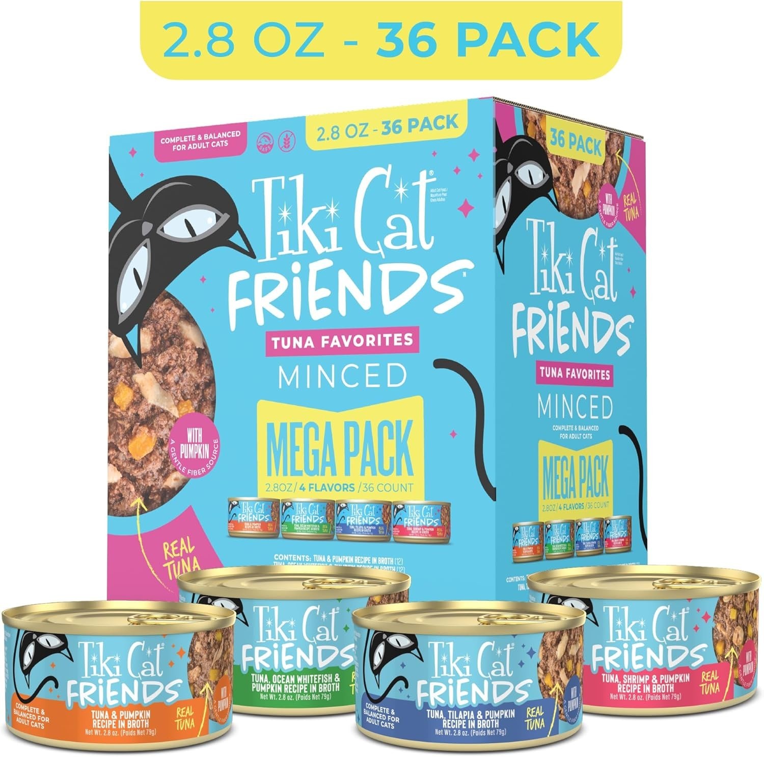 Tiki Cat Friends Tuna Favorites Wet Cat Food Variety Pack, 2.8 oz., Count of 36