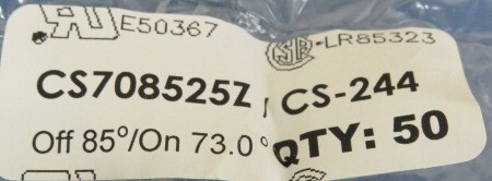 CANTHERM CS708525Z Qty of 20 per Lot THERMOSTAT 85 DEG C N/C FASTON
