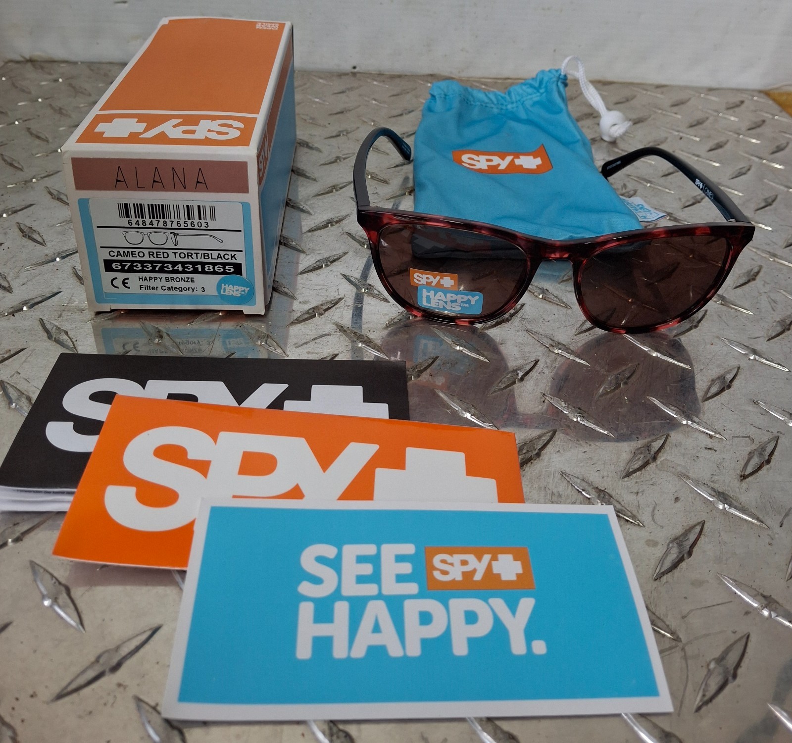 Spy Optic Sunglasses Alana Cameo Red Tort Happy Lens 673373431865