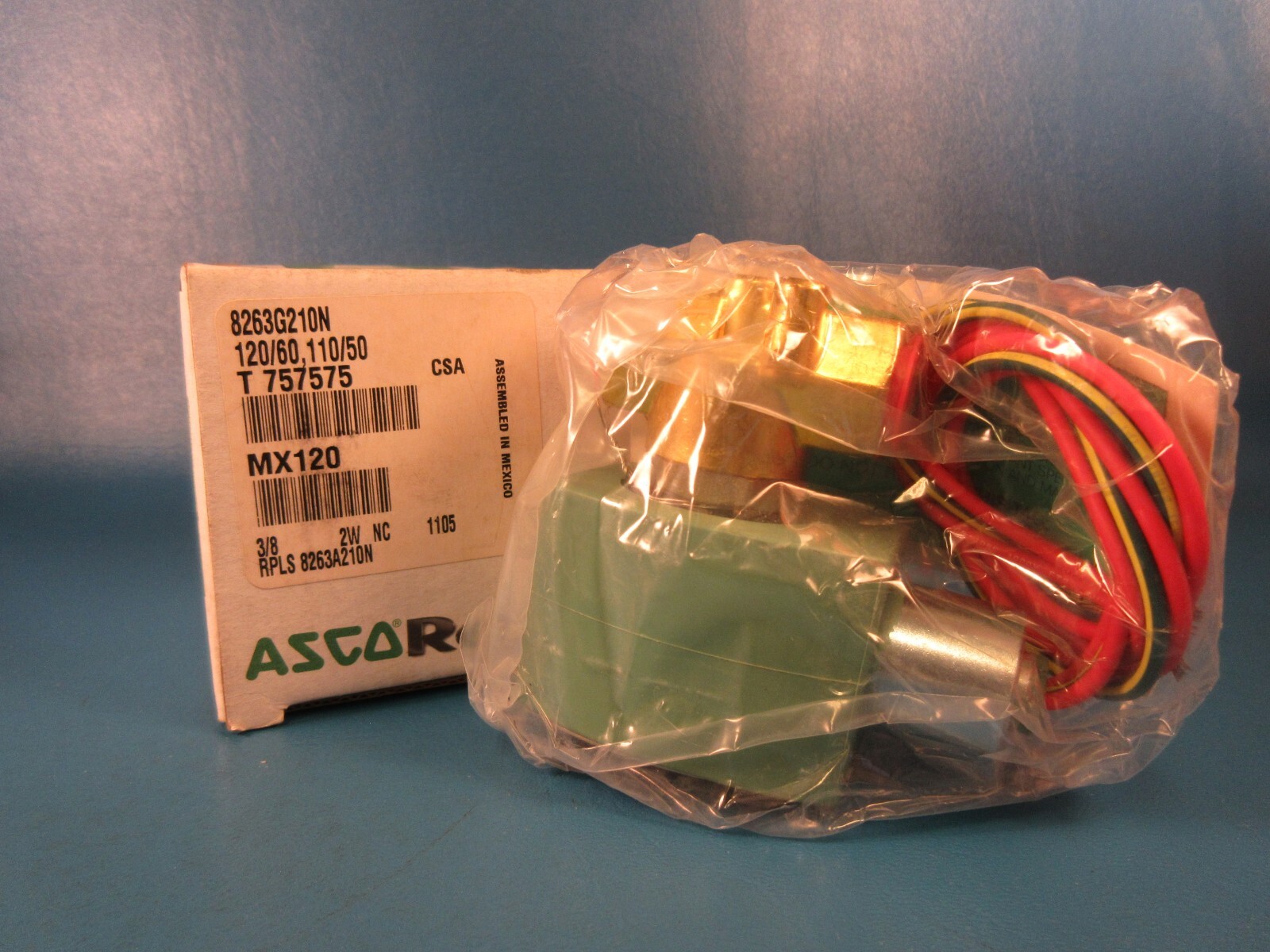 ASCO 8263G210N 3/8 NPT SOLENOID, Valve, 2 way, 120/60, 110/50