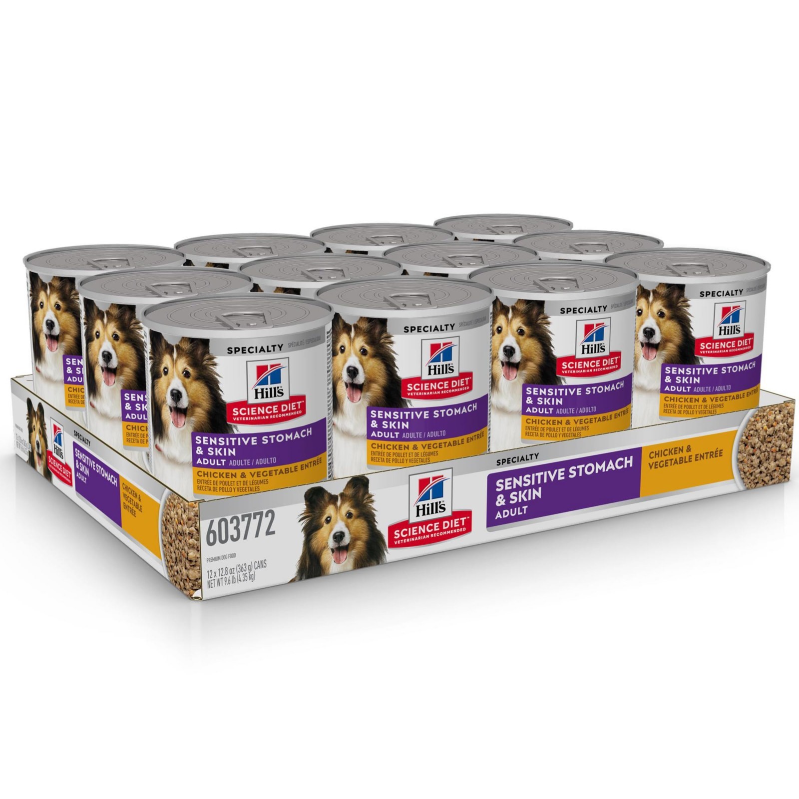 Hill’s Science Diet Sensitive Stomach & Skin, Adult 1-6, 12.8 oz Can, Case of 12