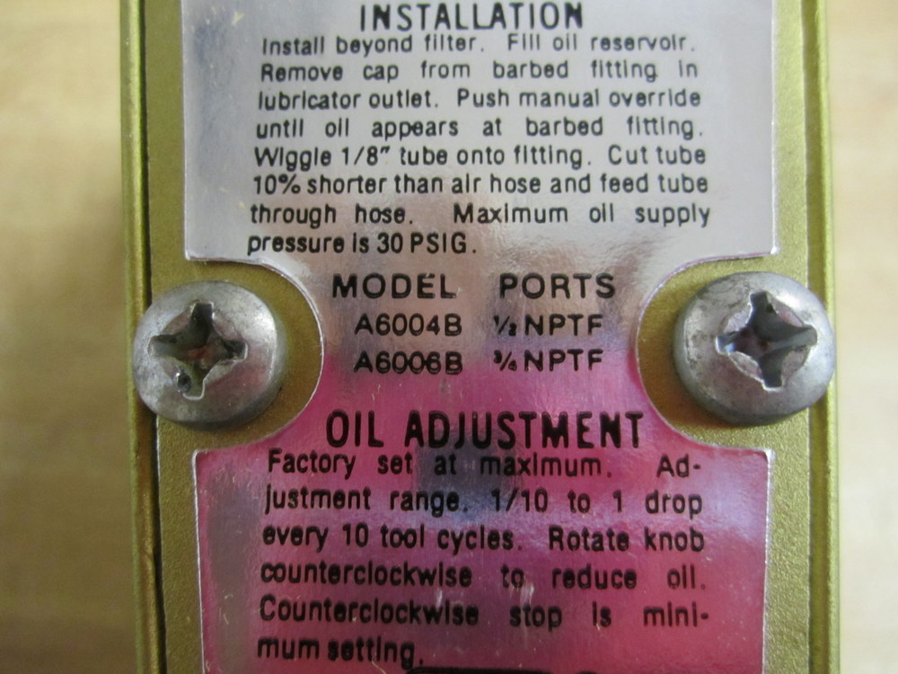 Master Pneumatic A6004B Single Point Lubricator 1/2NPTF