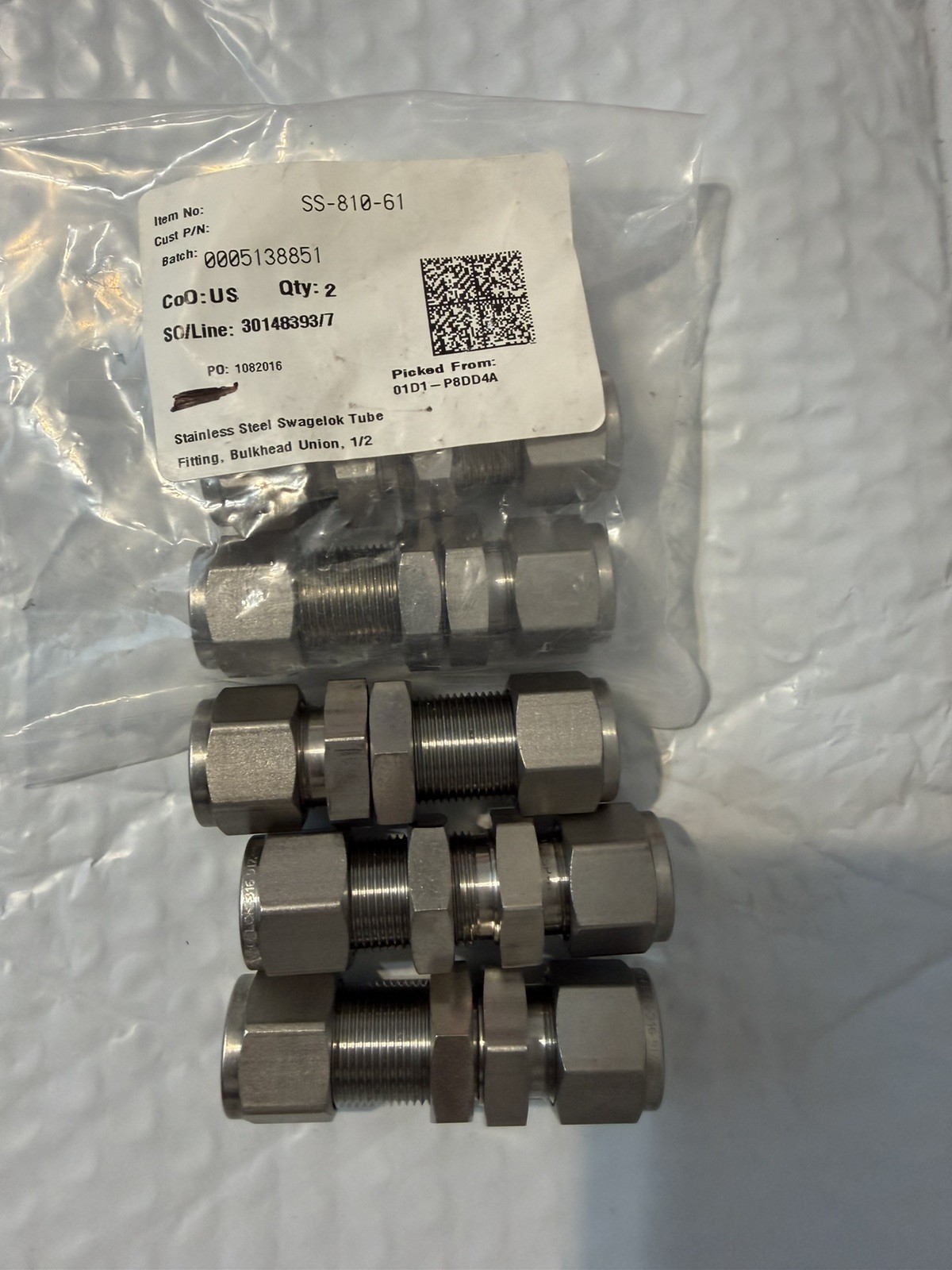 5 Pcs Swagelok SS-810-61