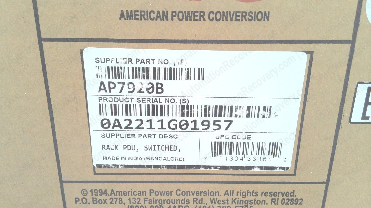 APC AP7920B, APC NETSHELTER SWITCHED RACK PDU AP7920B, NEW #354882