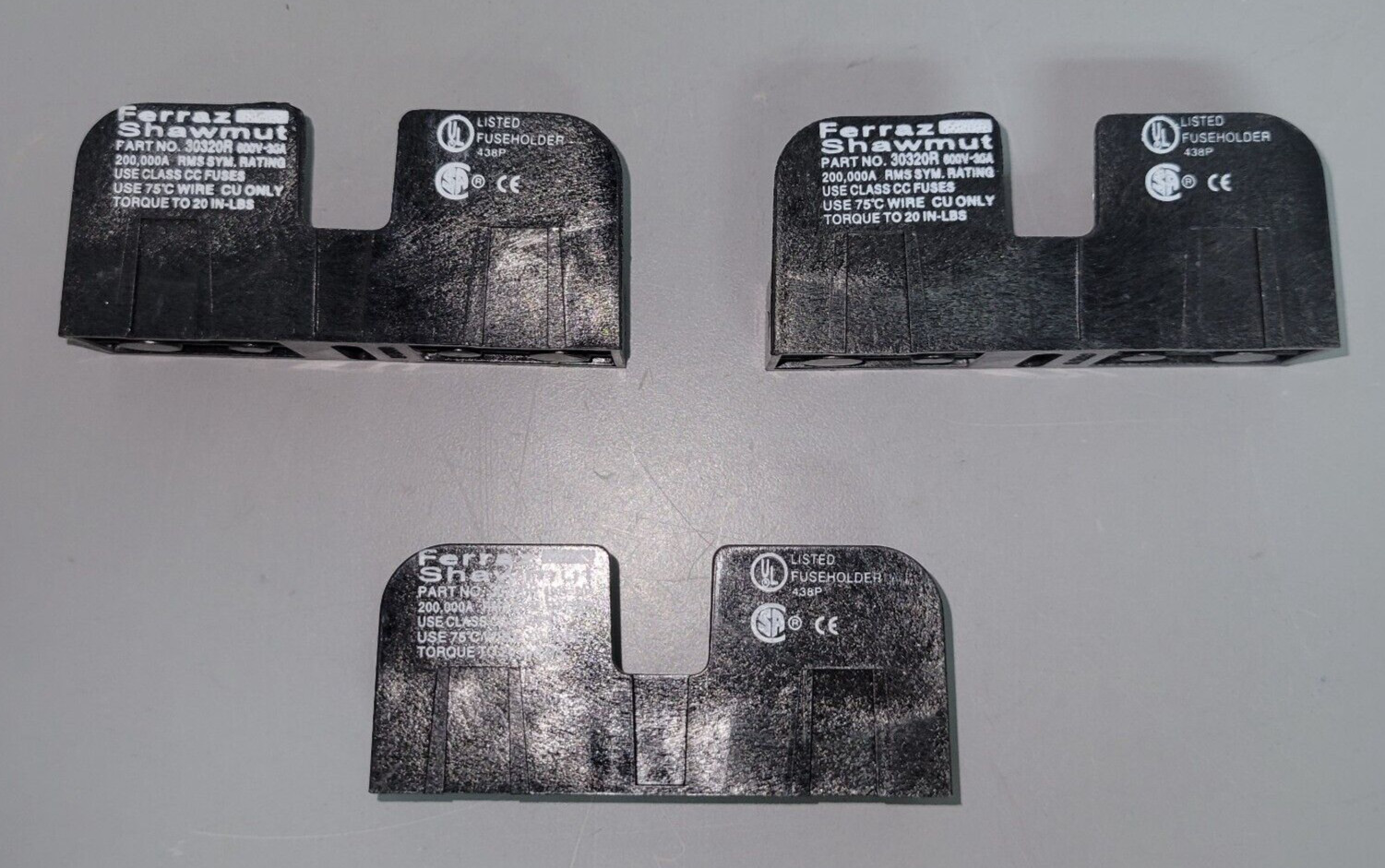 Lot of 3 Ferraz Shawmut 30320R Fuse Blocks (B281)