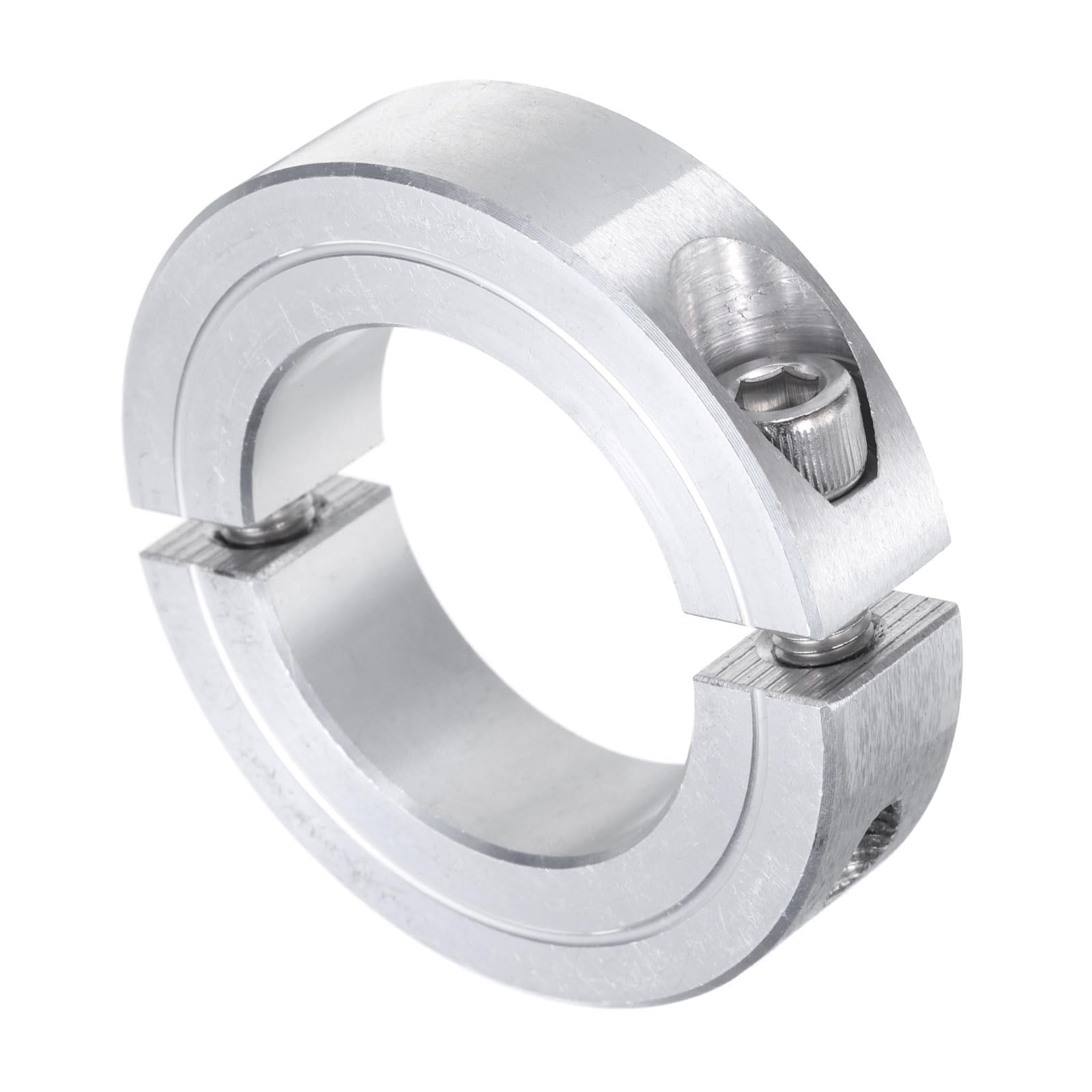 uxcell Double Split Clamp-On Shaft Collar for 1-3/8″ Shaft, Silver Tone