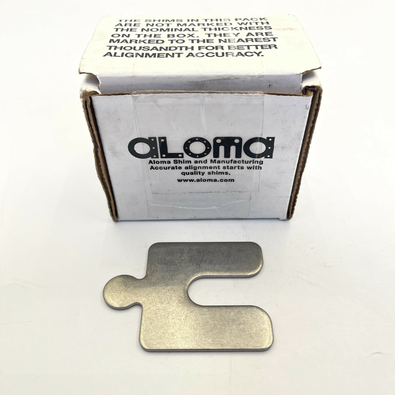 ALOMA SIZE A .100″ THICK STAINLESS STEEL SLOTTED SHIMS BOX OF 10 NIB