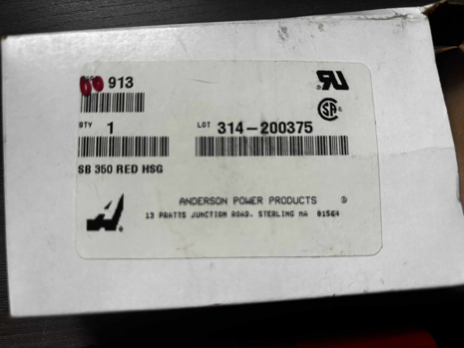 New Anderson Part 913 314-200375 SB 250 RED HSG/SPG Connector