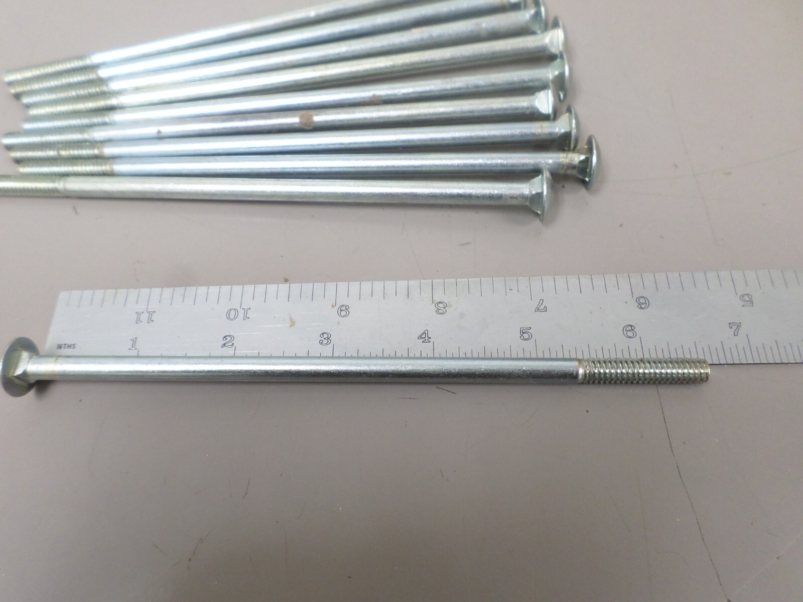 10 Pack of 1/4-20 x 6-1/2 Zinc Coated Steel Square Neck Carriage Bolts
