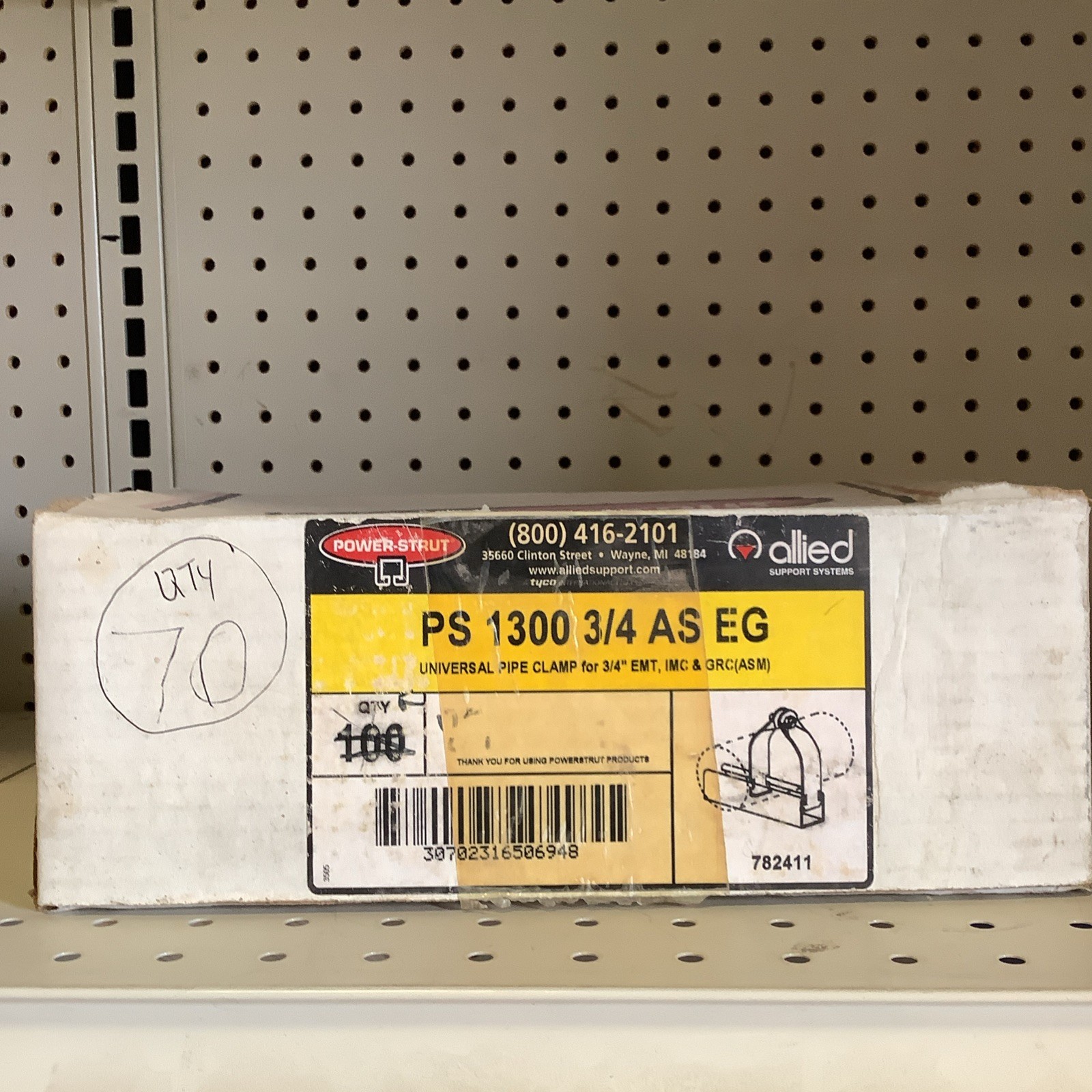 NEW – Power Strut PS 1300 3/4 AS EG Universal Pipe Clamp For 3/4” EMT – QTY 70