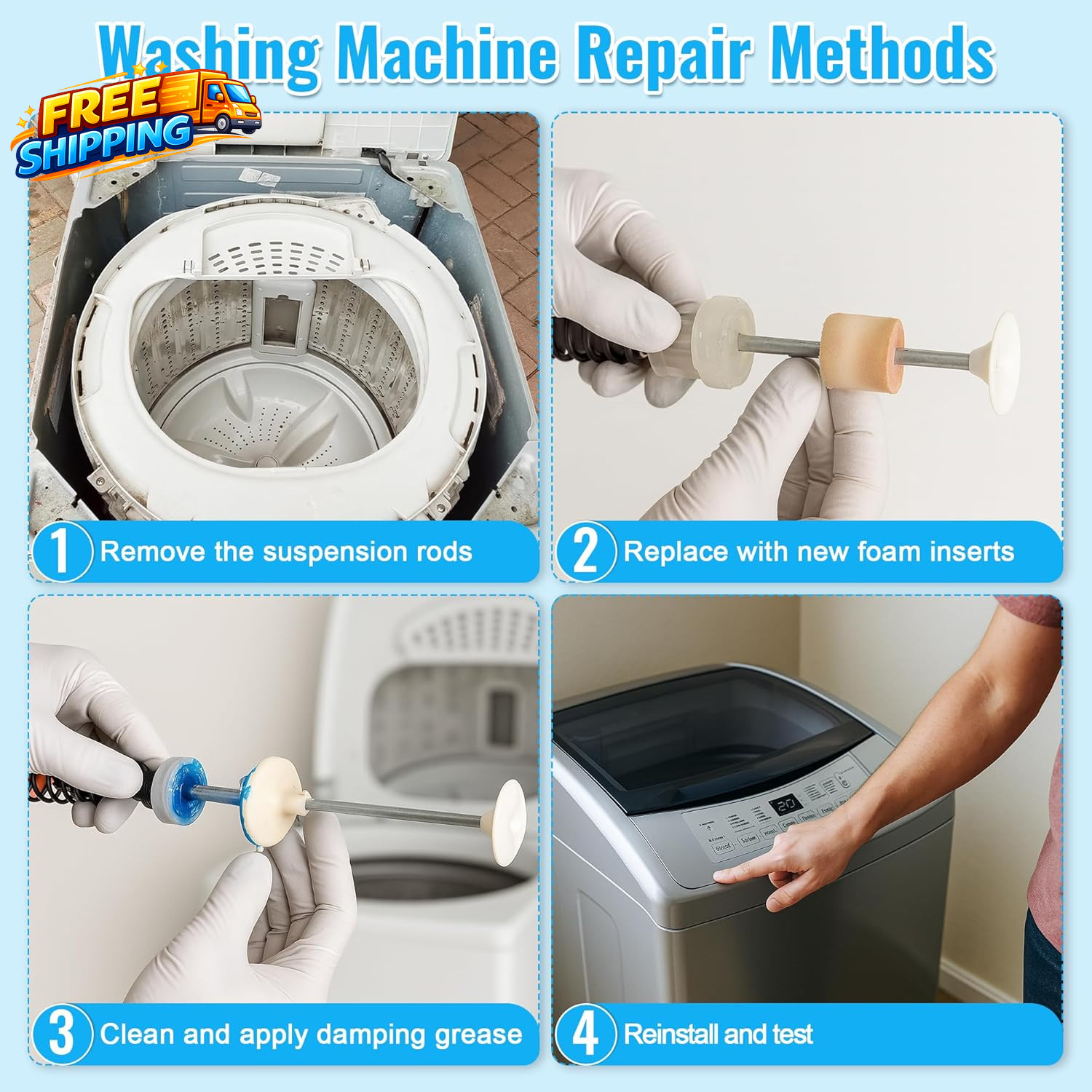 3.5 Oz (100G) Washing Machine Damping Grease with 10 Foam Inserts for Suspension
