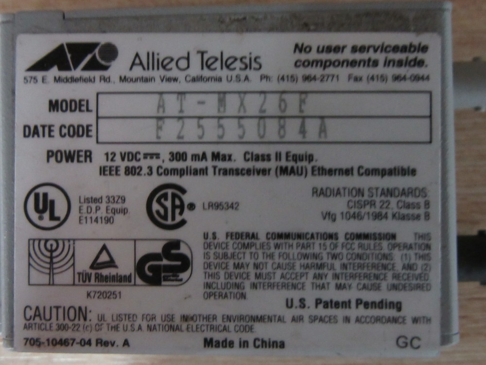 CentreCom AT-MX26F Allied Telesis Transceiver MX26F