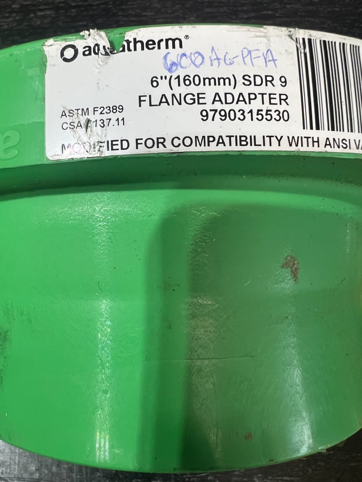 6″ Aquatherm 0315530 Green Fusiolen PP-R PP-RP SDR 9 Buttweld Flange Adapter