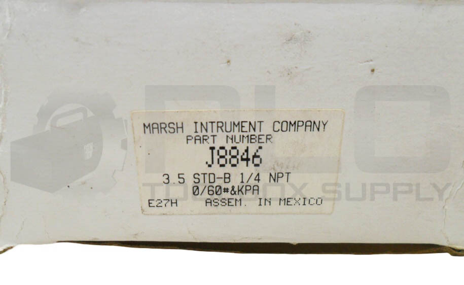 NEW MARSH J8846 PRESSURE GAUGE 3.5″ STD 1/4″ NPT 0-60PSI *READ*