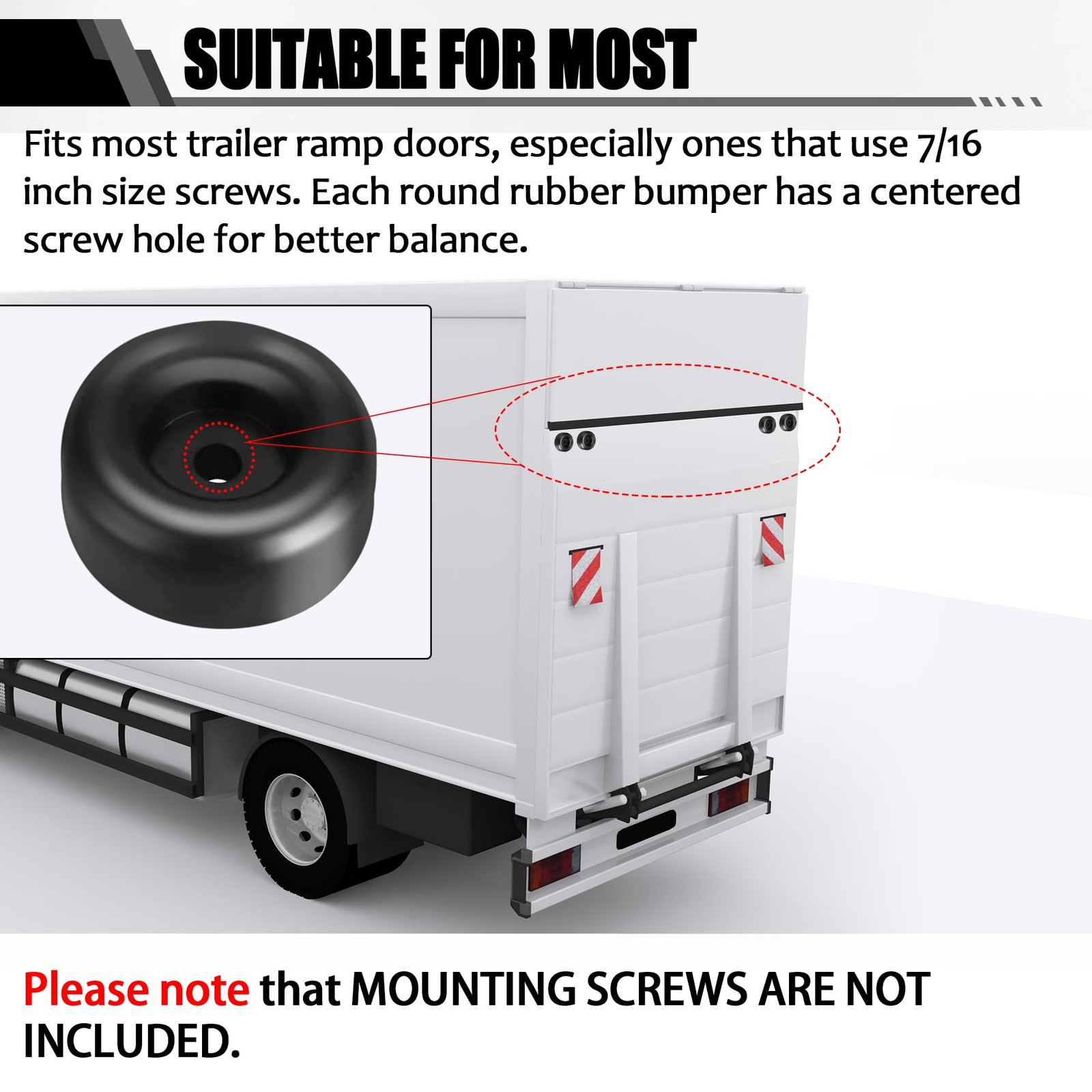 1″ Tall Trailer Ramp Door Bumpers Universal Fit Bumper with 7/16″ Screw Holes…