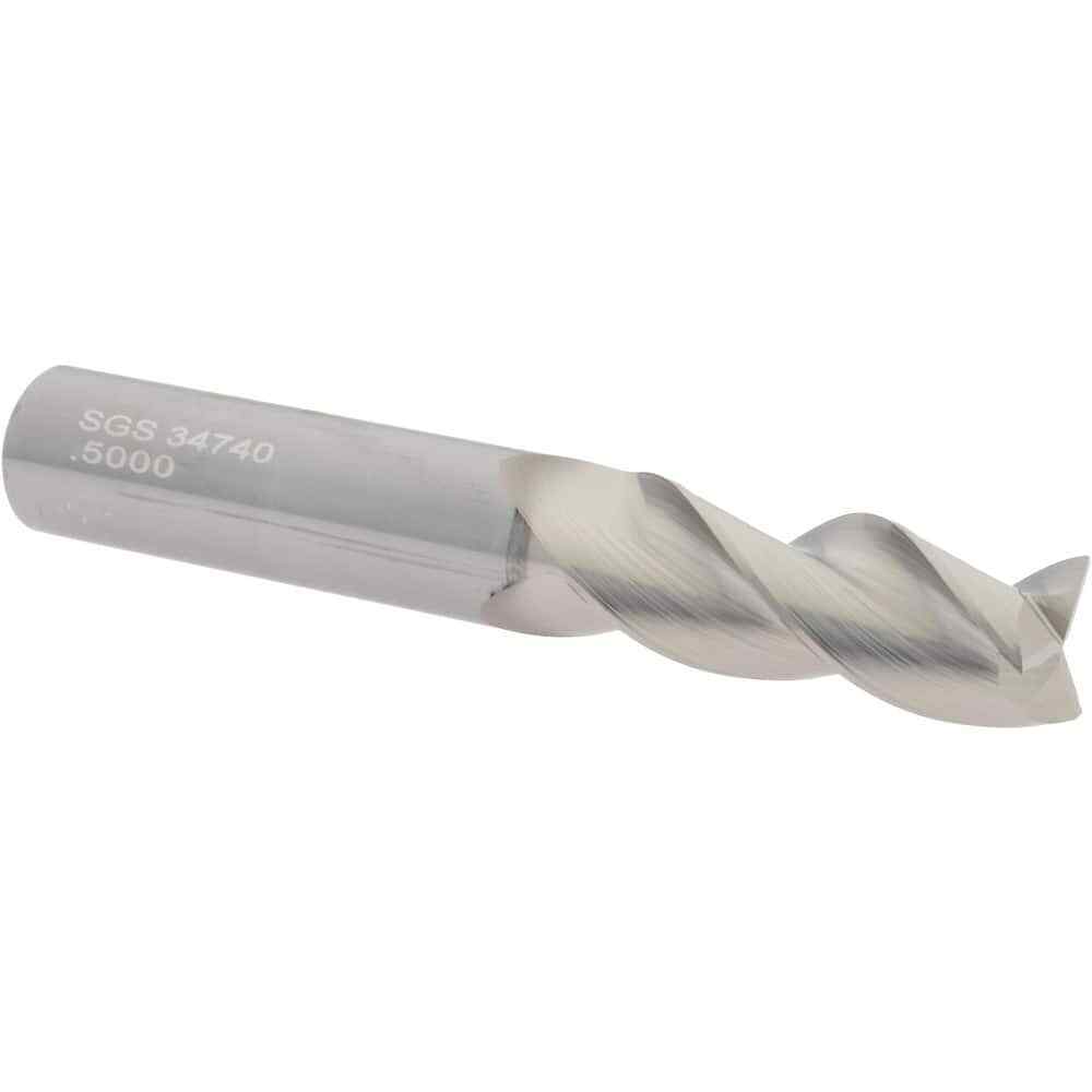 SGS 34740 Square End Mill: 1/2″ Dia, 1-1/4″ LOC, 1/2″ Shank, 3-1/4″ OAL