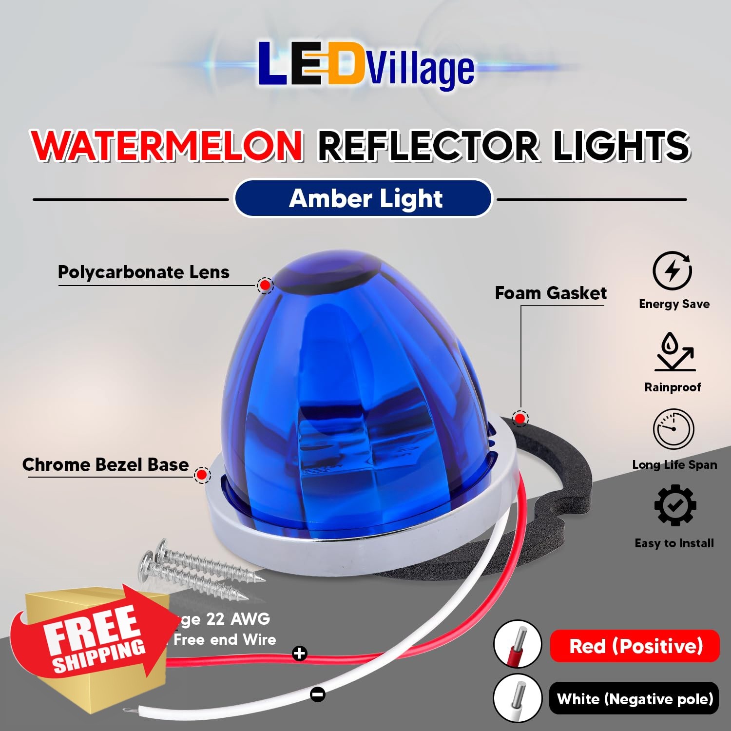 Ledvillage 5 Pcs Blue Watermelon LED Lights 12V Trucks Trailers