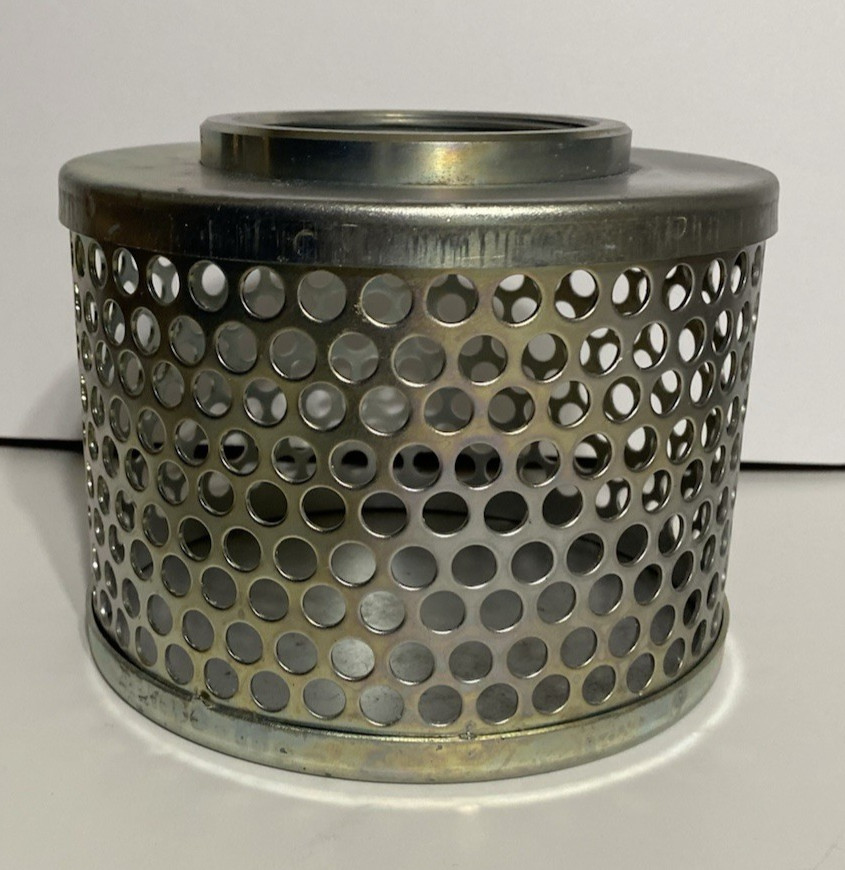New 3 inch Female Threaded Carbon Steel Suction Strainer Filter. 7 inch dia.