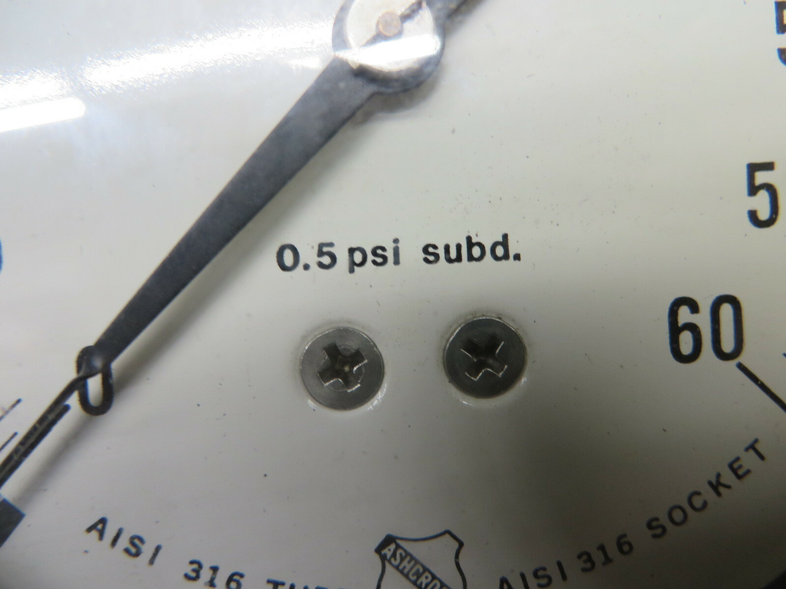 PRESSURE GAUGE 0-60 PSI ashcroft brand AISI 316 TUBE-SOCKET