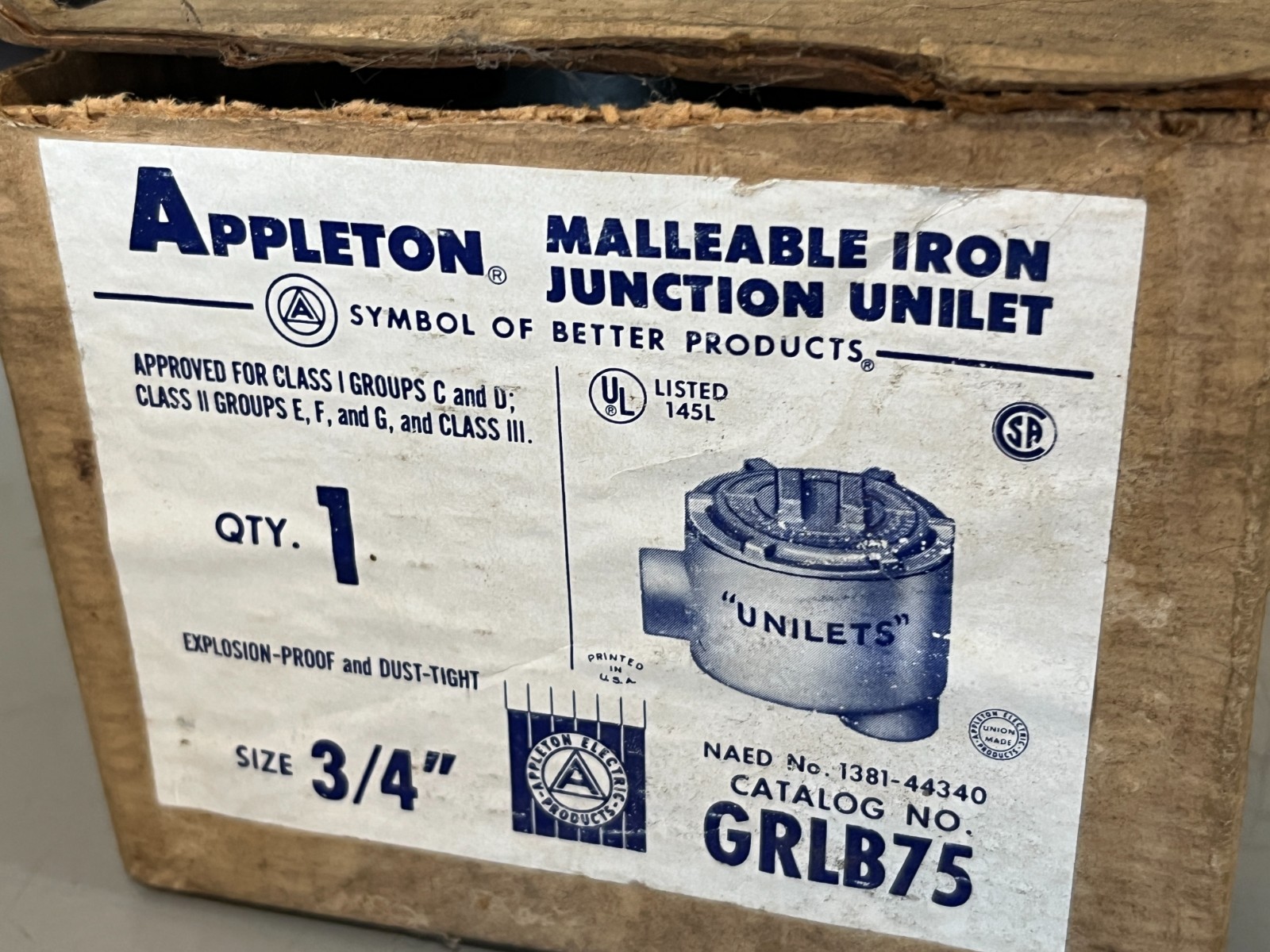 Appleton, GR-EFHC Series Malleable Iron Junction Unilet, GRLB75