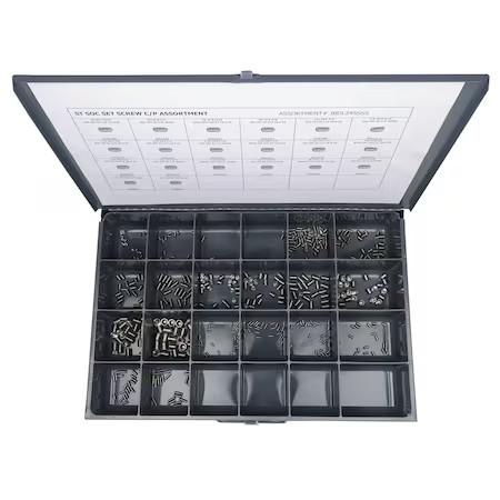Set Screw Assortment, 18-8 Stainless Steel, Plain Finish, 500 Pcs, Jbdl24ssss