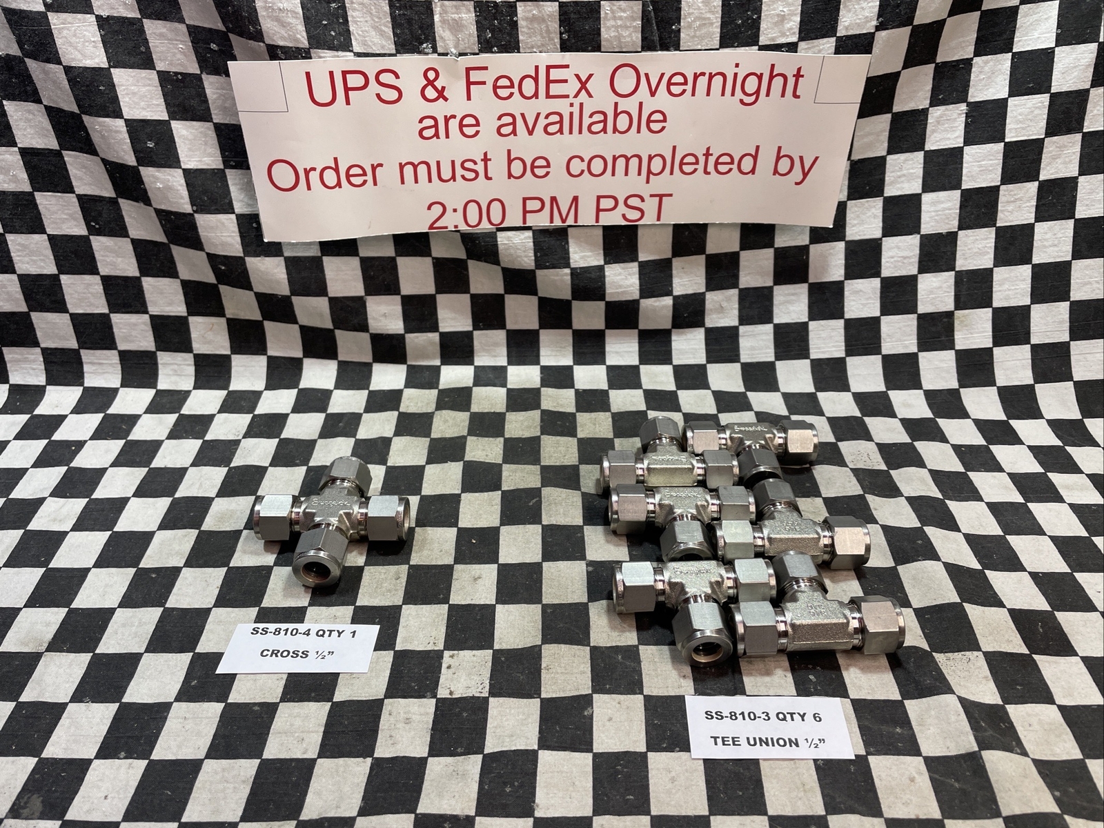SWAGELOK SS-810-3, SS-810-4, CROSS TEE ELBOW 1/2″, LOT OF 7 SHIPSAMEDAY#1637F17