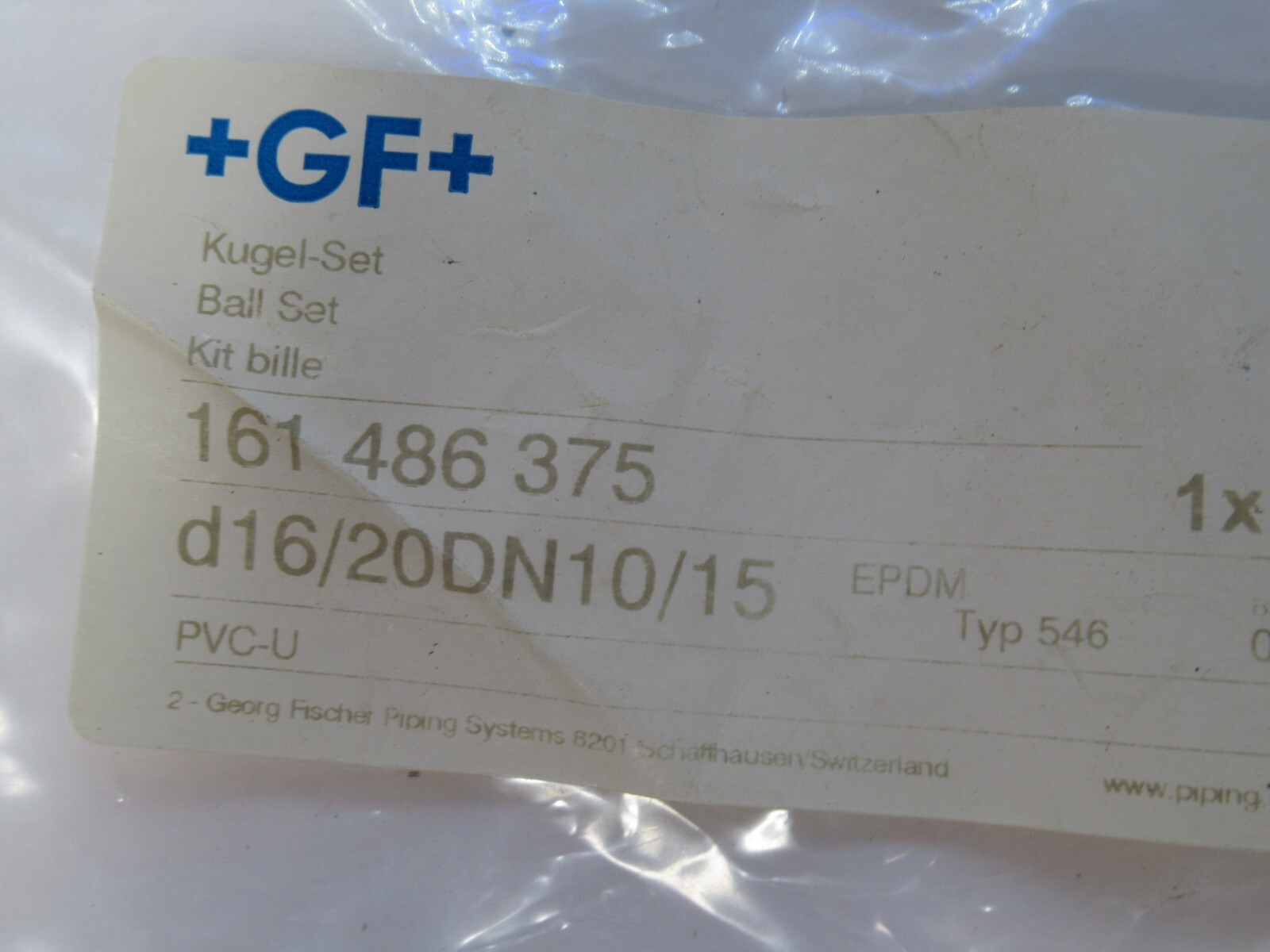 (NEW) GEORG FISCHER +GF+ 161-486-375 161 486 375 Ball Set PVC-U