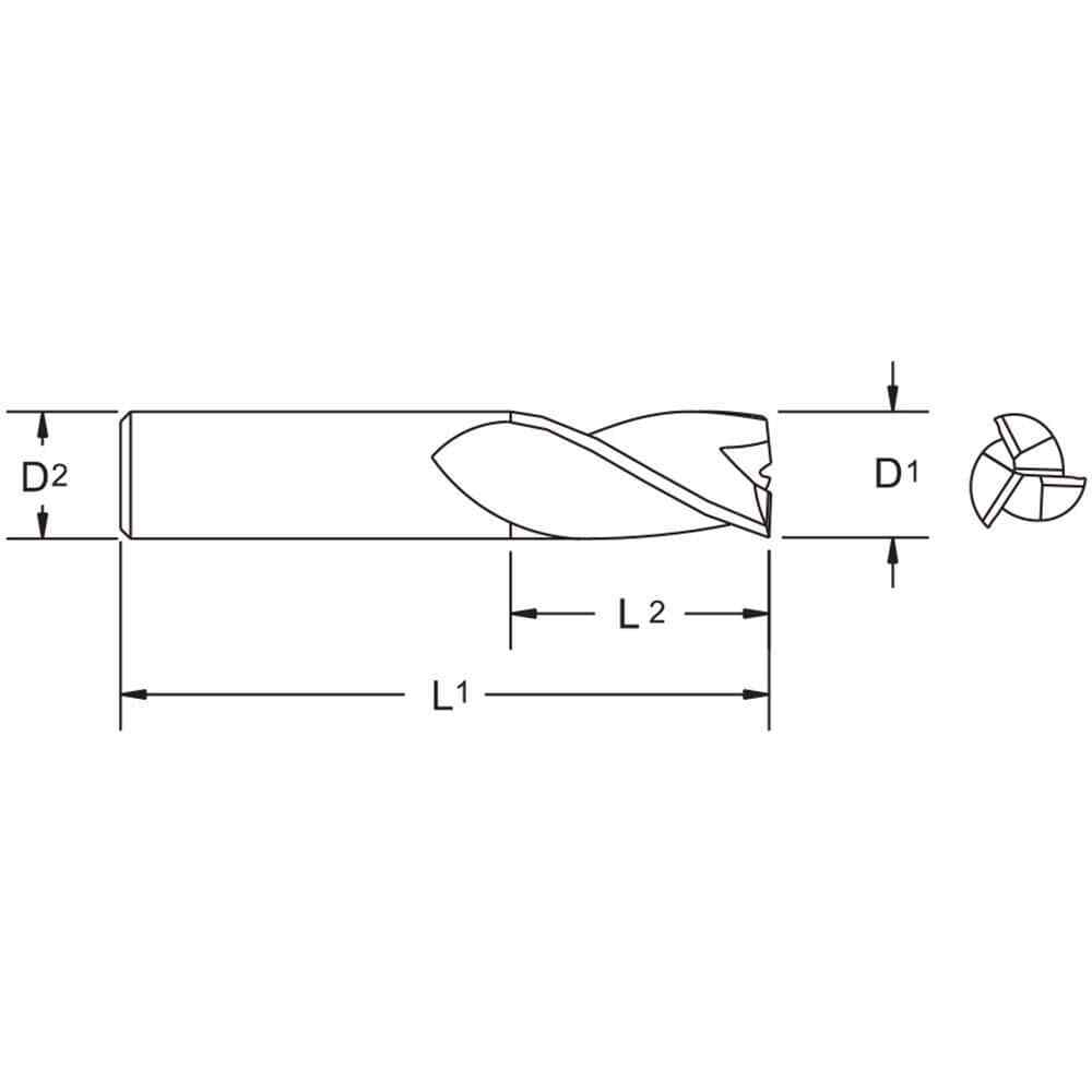 MA Ford HSS Countersink: 11606250 Square End Mill: 1/16″ Dia, 3/16″ LOC, 1/8″…