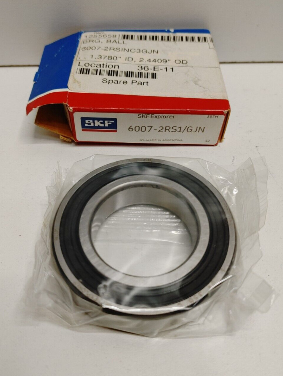 NEW OLD STOCK! SKF 35MM BORE X 62MM OD BALL BEARING 6007-2RS1/GJN