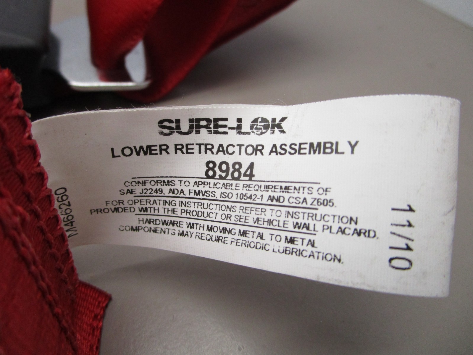 Sure-Lok FE200918 W/C Tie-Down Dual Strap Retractor Tower Manual Front RTT
