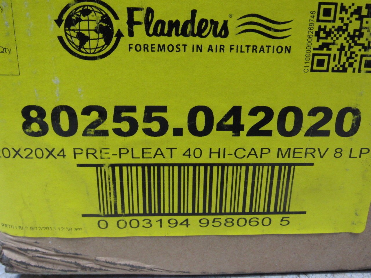 Flanders 80255.042020 20″x20″x4″ MERV 8 LPC Hi Cap Pre-Pleat Air Filter Lot/12