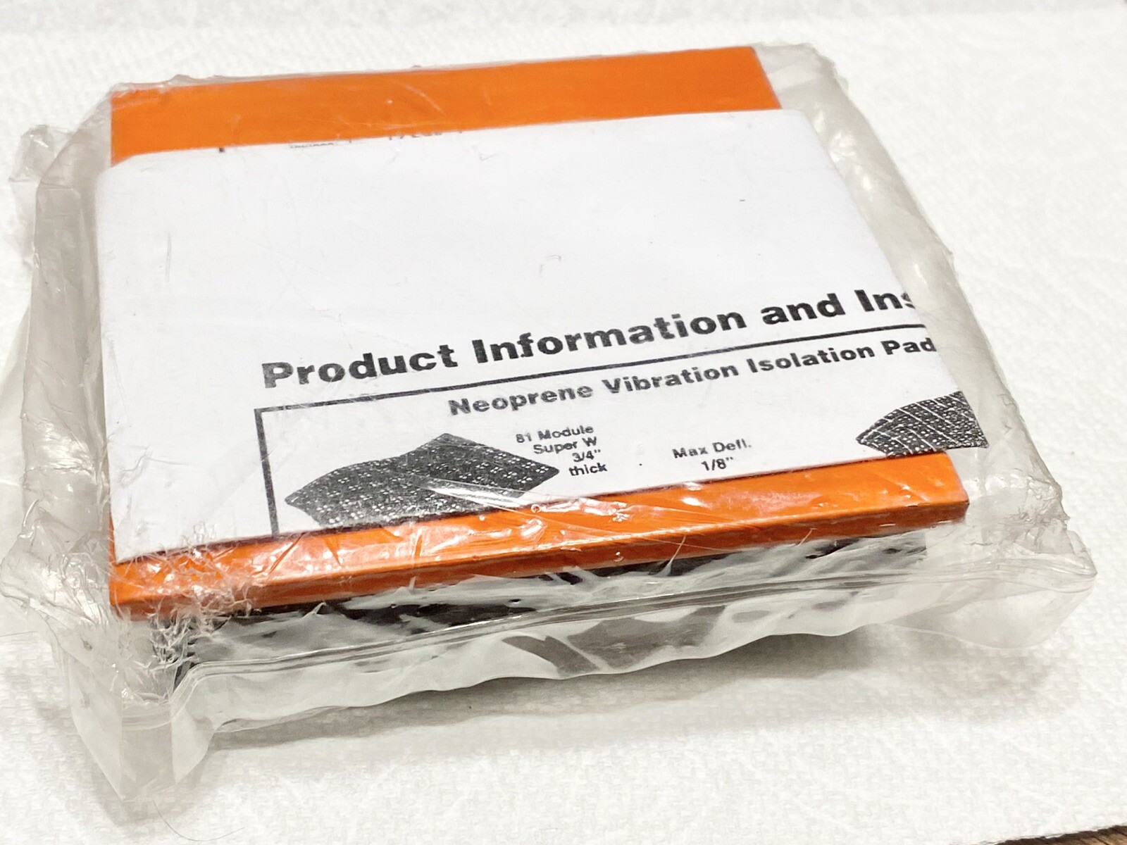 Neoprene Vibration Isolation Pad 2LVP7, MBSW 4 X 4, WITH Through Hole Piece